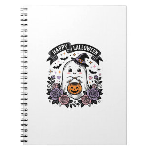 Cuaderno Diseño de camiseta vintage de calabaza fantasma de