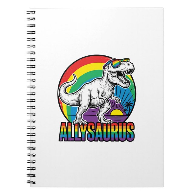 Cuaderno Diseño de camiseta vintage de dinosaurio arcoíris  (Frente)