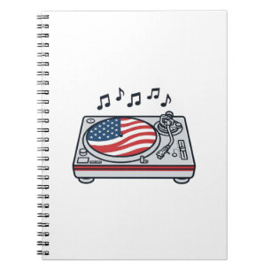 Cuaderno Diseño de camiseta vintage de música de DJ patriót
