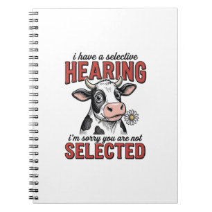 Cuaderno Diseño de camiseta vintage de vaca con audición se