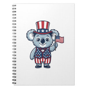 Cuaderno Diseño de camiseta vintage vector koala patriótico