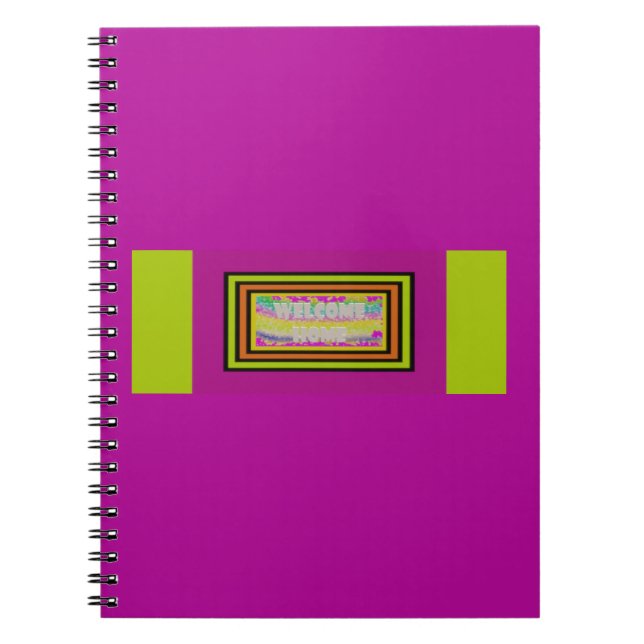 Cuaderno diseño de casa morado verde rojo borde (Frente)