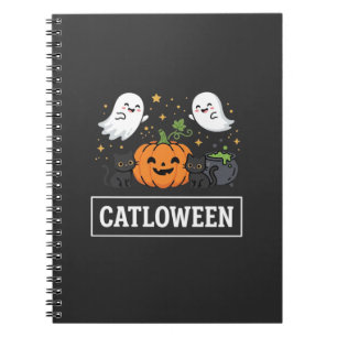 Cuaderno Diseño de Catloween Gato Fantasma Lindo Halloween_