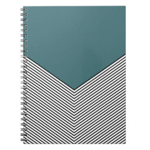 Cuaderno Diseño de chevron negro y blanco y triángulo azul
