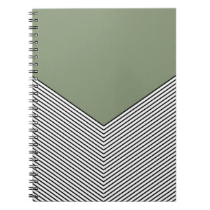 Cuaderno Diseño de chevron negro y blanco y triángulo verde