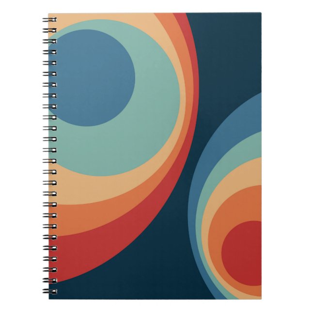 Cuaderno Diseño de círculos retro coloridos (Frente)