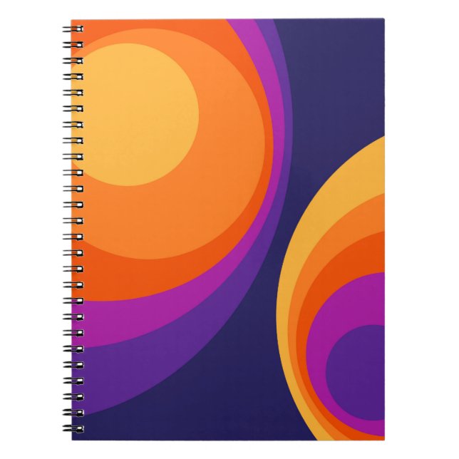 Cuaderno Diseño de círculos retro coloridos (Frente)