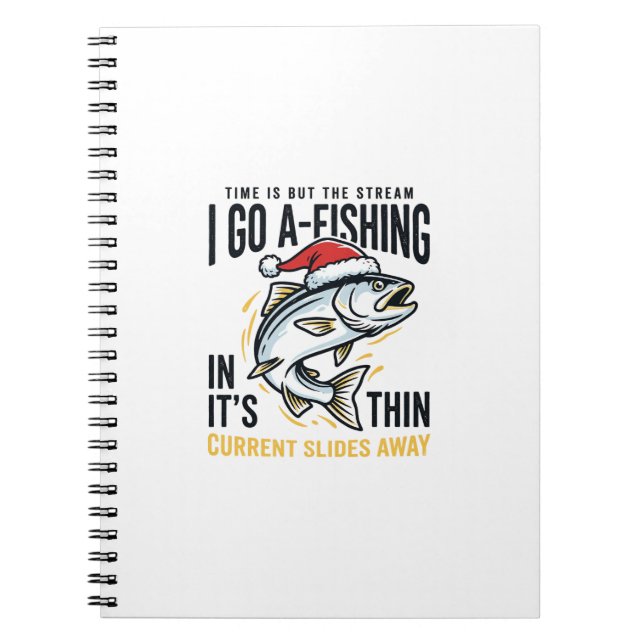 Cuaderno Diseño de cita de arroyo de pesca de Navidad (Frente)