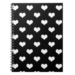 Cuaderno Diseño de corazones adorables en blanco y negro