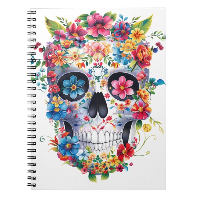 Cuaderno Diseño de cráneo floral (Frente)