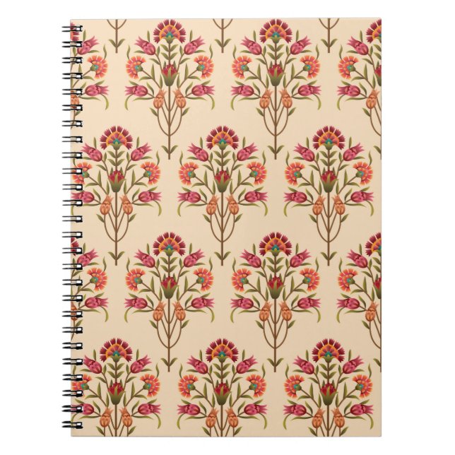Cuaderno diseño de crema de diseño de patrones de flores mu (Frente)
