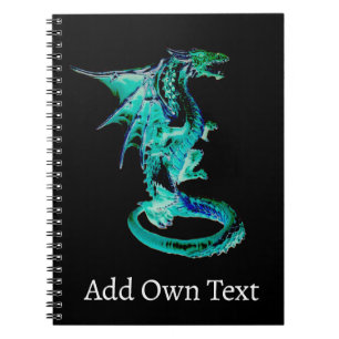 Cuaderno Diseño de criatura de fantasía de dragón azul mági
