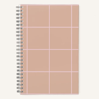 Cuaderno Diseño de Cuadrícula en Beige Cálido con Cuadro Su