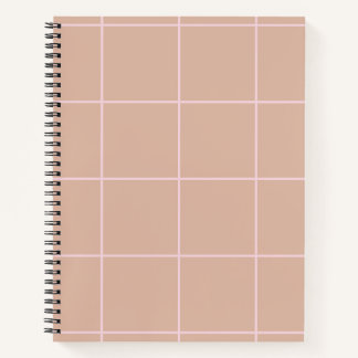 Cuaderno Diseño de Cuadrícula en Beige Cálido con Patrón de