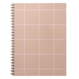 Cuaderno Diseño de Cuadrícula en Beige Cálido con Patrón de