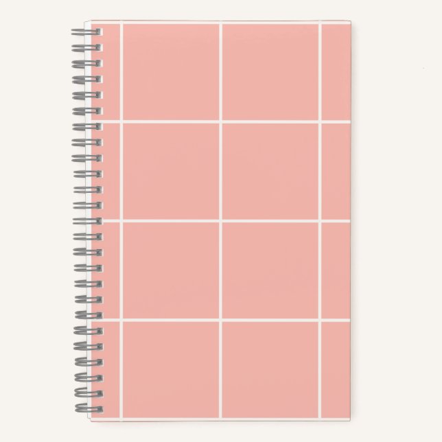 Cuaderno Diseño de Cuadrícula Suave y Neutral con Patrón de (Anverso)