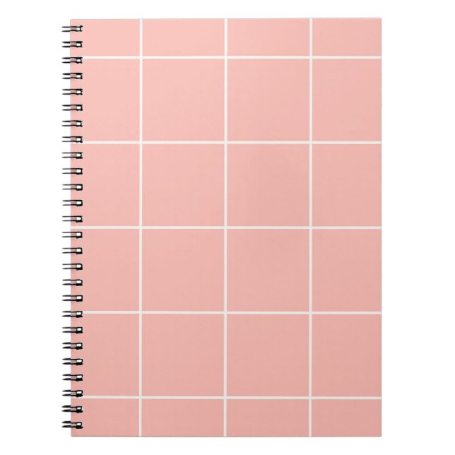 Cuaderno Diseño de Cuadrícula Suave y Neutral con Patrón de (Frente)