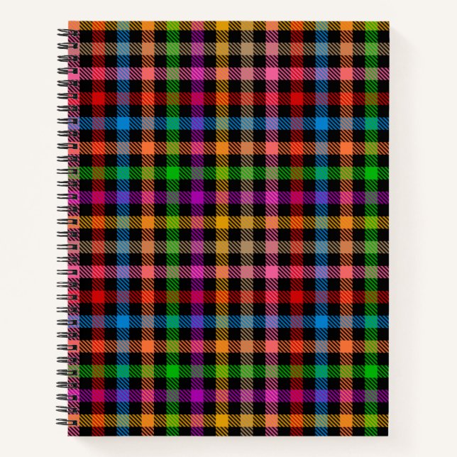 Cuaderno Diseño de cuadros escoceses de gingham de arcoíris (Anverso)