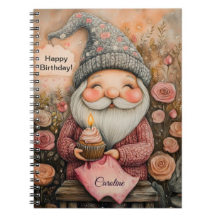 Cuaderno Diseño de cumpleaños de personalizable Gnome