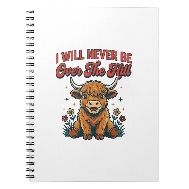 Cuaderno Diseño de cumpleaños divertido de vaca de las High (Frente)