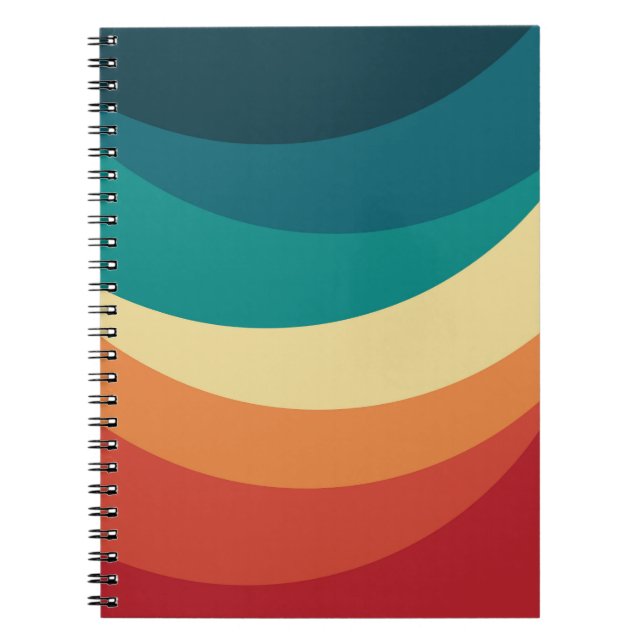 Cuaderno Diseño de curvas de estilo retro coloridas (Frente)