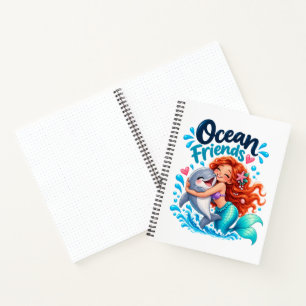 Cuaderno Diseño de delfín amigos de la sirena linda