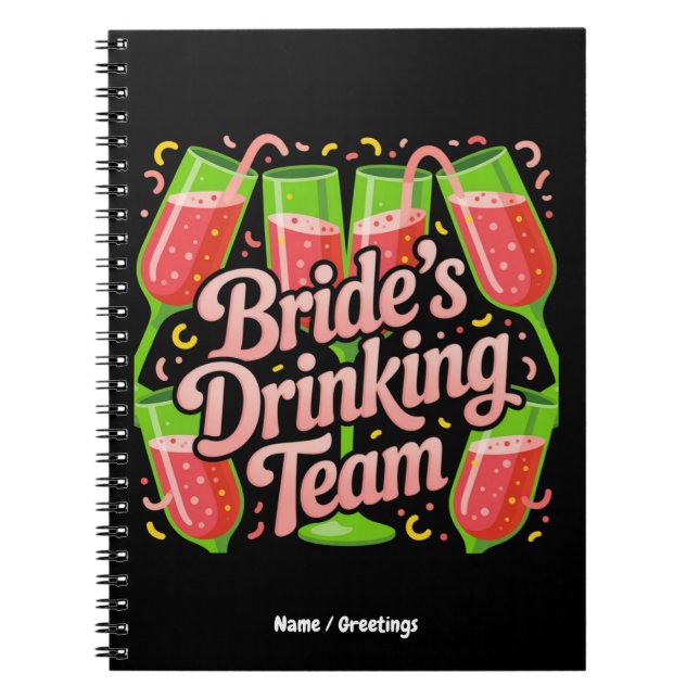 Cuaderno Diseño de Despedida de Soltera del Equipo de Bebid (Frente)