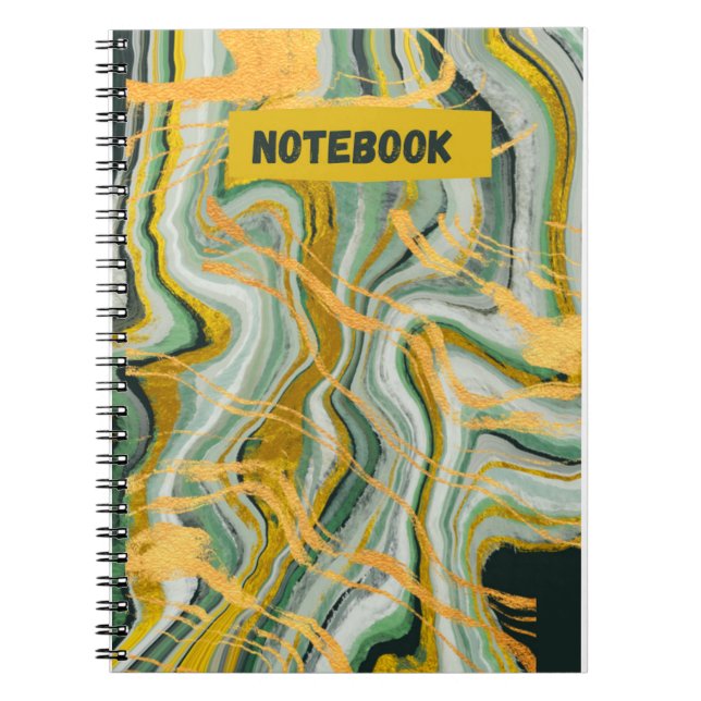 Cuaderno diseño de detalles verdes y dorados (Frente)