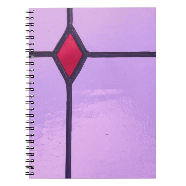 Cuaderno Diseño de diamante rojo rosado con vidrios manchad (Frente)