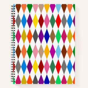 Cuaderno Diseño de Diamantes Arlequín Coloridos Blanco