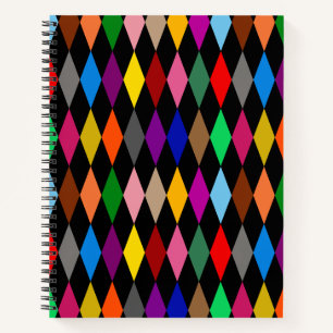 Cuaderno Diseño de Diamantes Arlequín Coloridos Negro