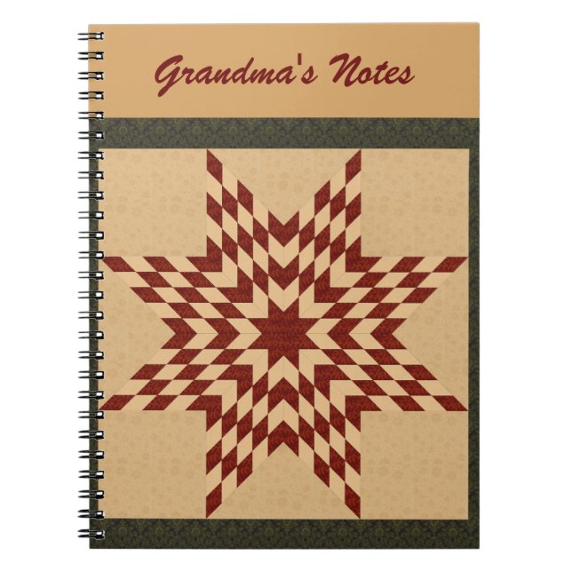 Cuaderno Diseño de edredón Lone Star granate (Frente)