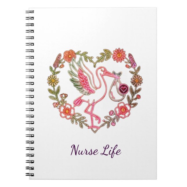 Cuaderno Diseño de Enfermera Vida Floral Pájaro (Frente)