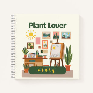 Cuaderno Diseño de espacio de trabajo creativo y vegetación