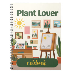 Cuaderno Diseño de espacio de trabajo creativo y vegetación