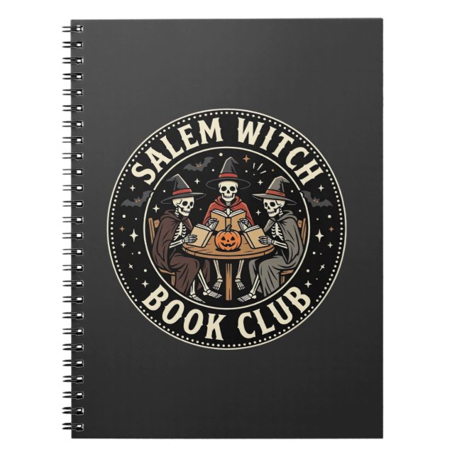 Cuaderno Diseño de esqueleto de Halloween del club de libro (Frente)