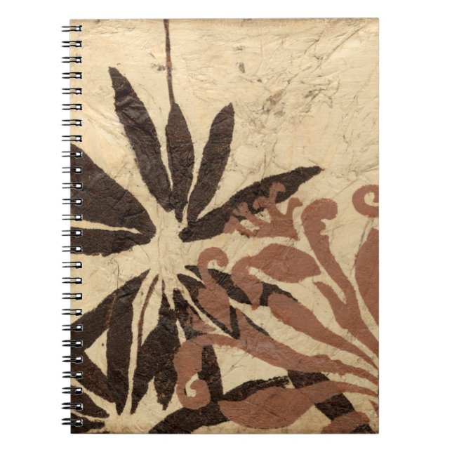 Cuaderno Diseño de esténcil floral con hojas de Tawny (Frente)
