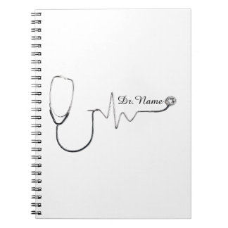 Cuaderno Diseño de estetoscopio con nombre de doctor y líne