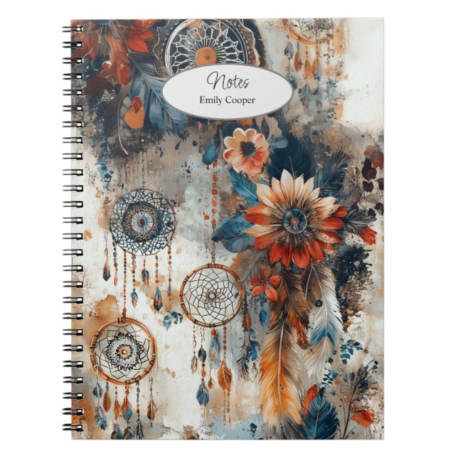 Cuaderno Diseño de estilo boho con dreamcatchers (Frente)