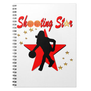 CUADERNO DISEÑO DE ESTRELLAS DE BALONCESTO ROJO Y ORO