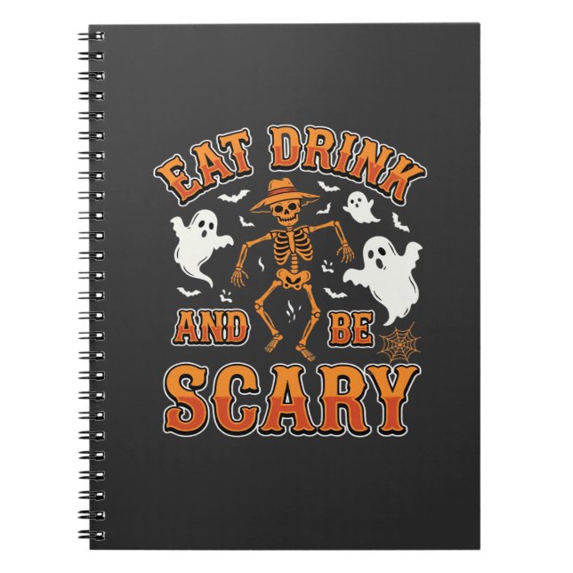 Cuaderno diseño de fantasma aterrador come bebe Halloween_1 (Frente)