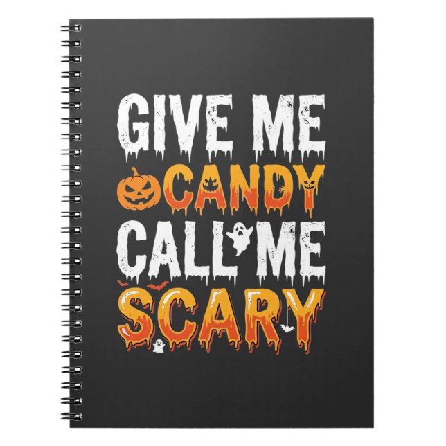 Cuaderno Diseño de fantasma aterrador de dulces de Hallowee (Frente)