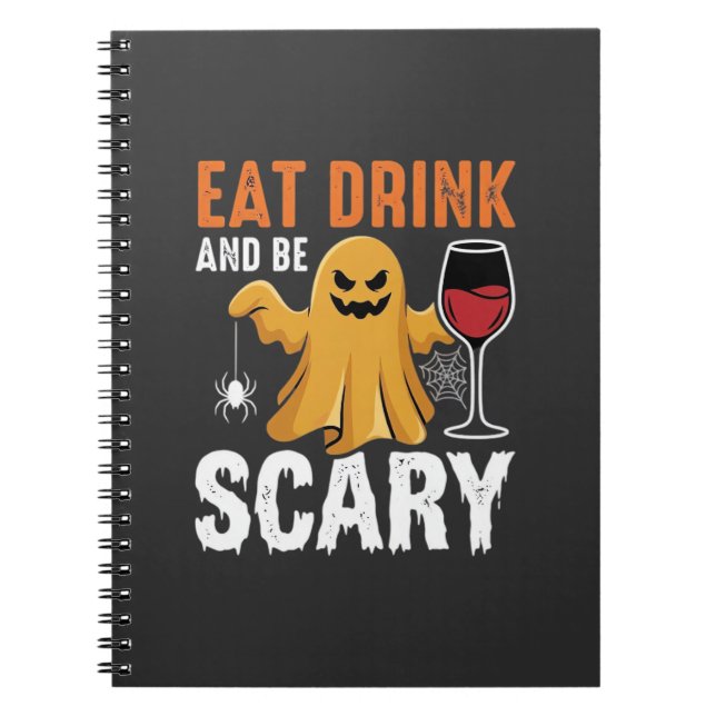 Cuaderno Diseño de fantasma aterrador para comer y beber en (Frente)