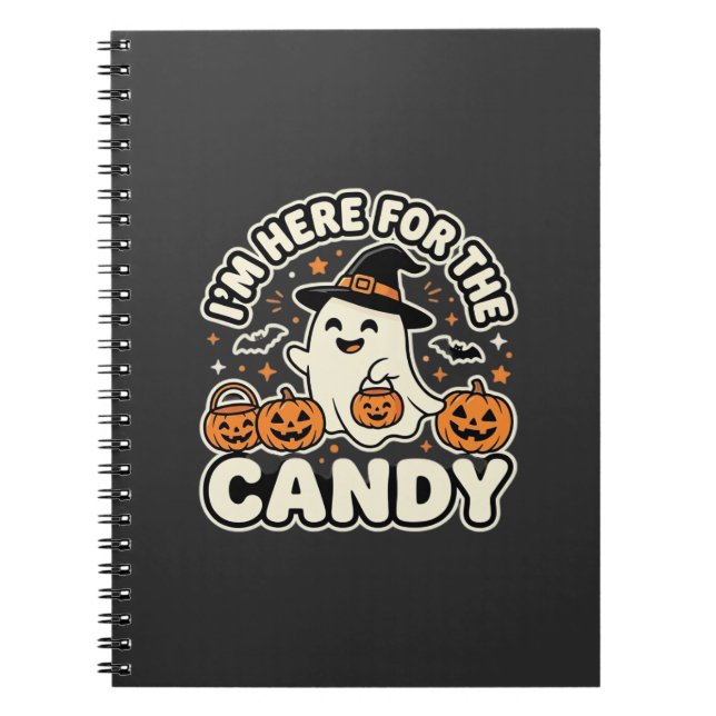 Cuaderno Diseño de fantasma de calabaza de dulces de Hallow (Frente)