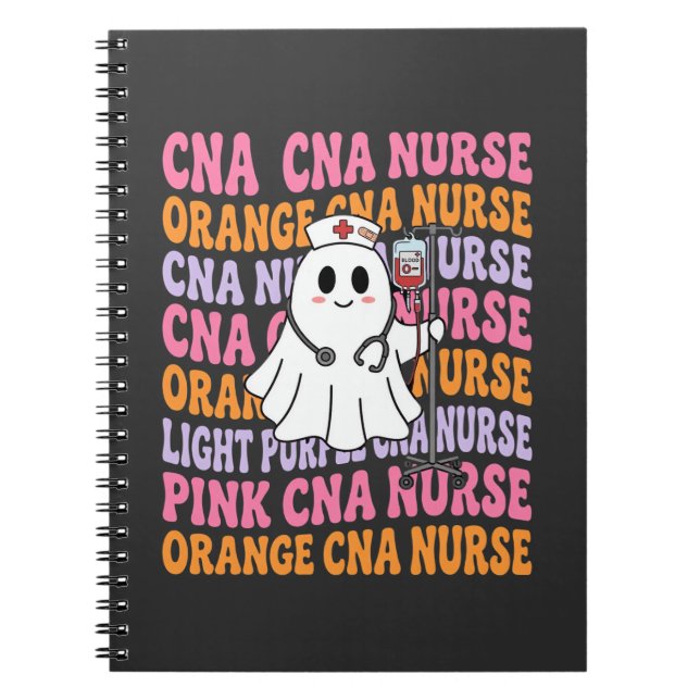 Cuaderno Diseño de fantasma de enfermera CNA de Halloween (Frente)