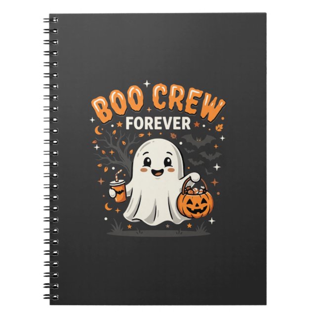 Cuaderno Diseño de fantasma de Halloween Boo Crew Forever_1 (Frente)