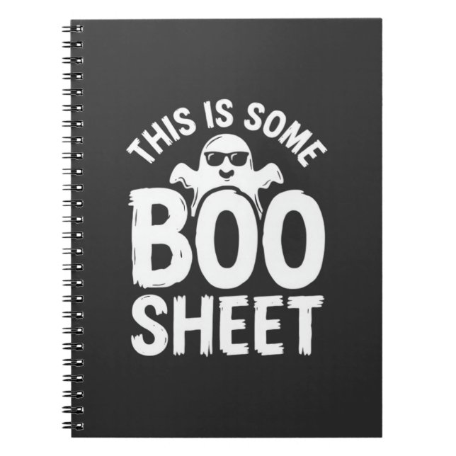 Cuaderno Diseño de fantasma de hoja de Boo divertido de Hal (Frente)