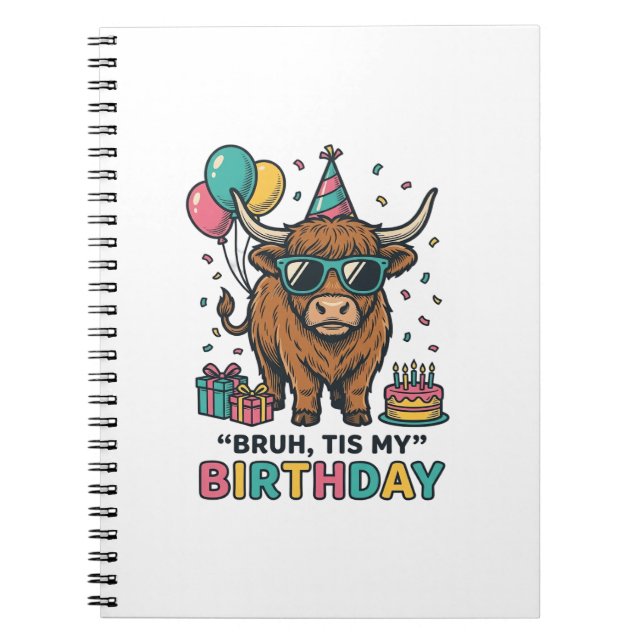 Cuaderno Diseño de fiesta de cumpleaños divertida de vaca d (Frente)