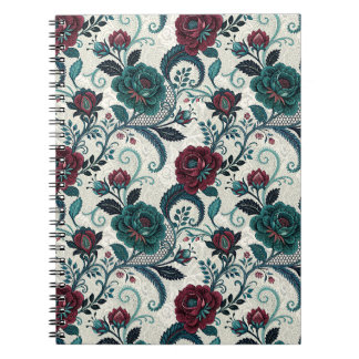 Cuaderno Diseño de filigrana floral gótica de flor romántic