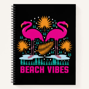 Cuaderno Diseño de Flamencos Rosas Beach Vibes